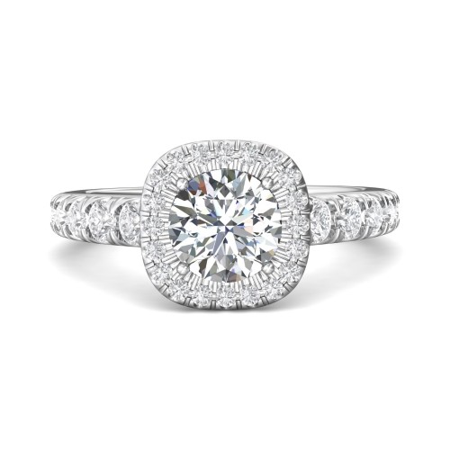 FlyerFit&reg; 14K White Gold Micropave Halo Engagement Ring