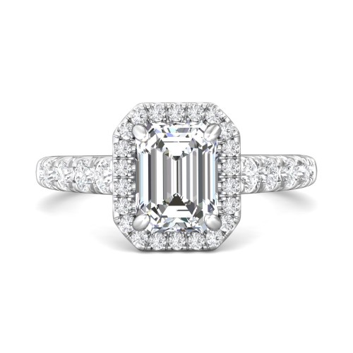 FlyerFit&reg; 18K White Gold Micropave Halo Engagement Ring