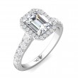 FlyerFit® 18K White Gold Micropave Halo Engagement Ring