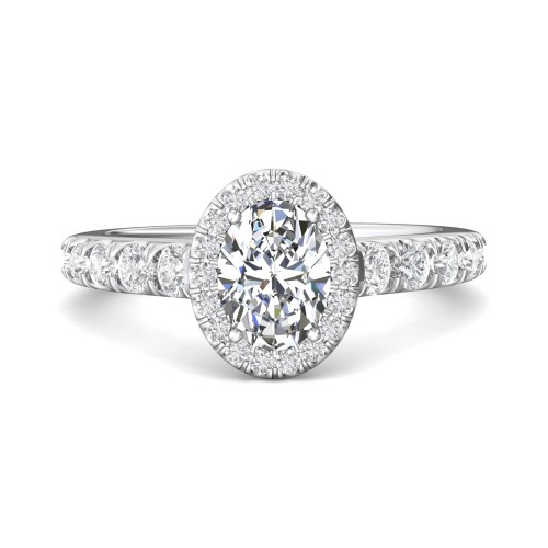 FlyerFit&reg; 18K White Gold Micropave Halo Engagement Ring