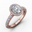 FlyerFit® 18K Pink Gold Micropave Halo Engagement Ring