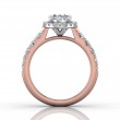 FlyerFit® 14K Pink Gold Shank And White Gold Top Micropave Halo Engagement Ring