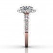 FlyerFit® 14K Pink Gold Shank And White Gold Top Micropave Halo Engagement Ring