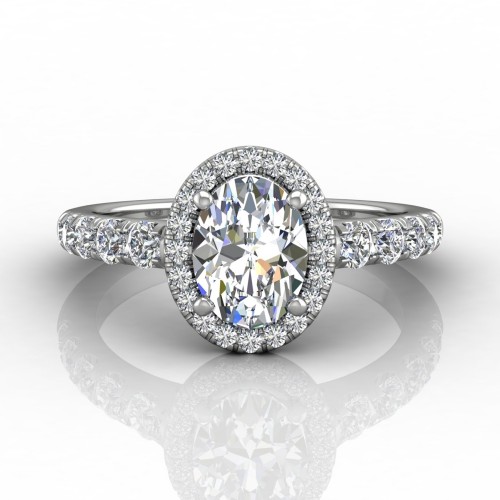 FlyerFit&reg; 14K White Gold Micropave Halo Engagement Ring