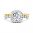 FlyerFit® 18K Yellow Gold Shank And White Gold Top Micropave Halo Engagement Ring