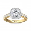 FlyerFit® 18K Yellow Gold Shank And White Gold Top Micropave Halo Engagement Ring