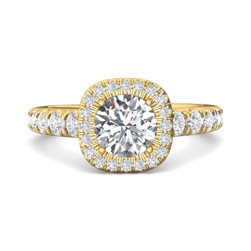 FlyerFit&reg; 14K Yellow Gold Micropave Halo Engagement Ring
