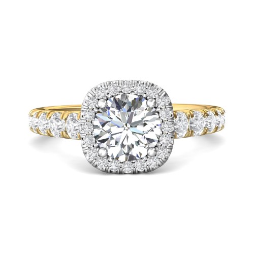 FlyerFit&reg; 14K Yellow and 14K White Gold Micropave Halo Engagement Ring
