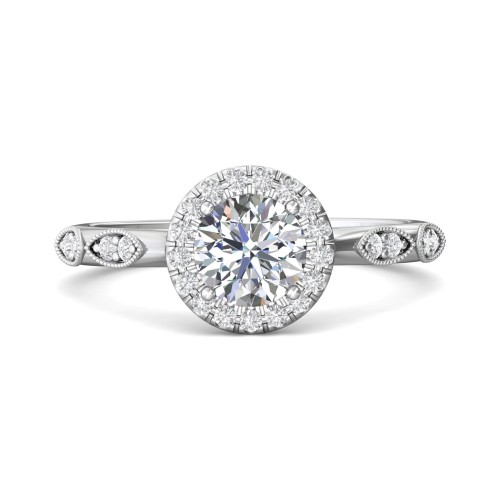 FlyerFit&reg; Platinum Micropave Halo Engagement Ring