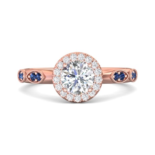 FlyerFit&reg; 14K Pink Gold Micropave Halo Engagement Ring
