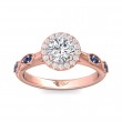 FlyerFit® 18K Pink Gold Micropave Halo Engagement Ring