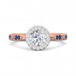 FlyerFit® 18K Pink Gold Shank And White Gold Top Micropave Halo Engagement Ring