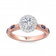 FlyerFit® 18K Pink Gold Shank And White Gold Top Micropave Halo Engagement Ring
