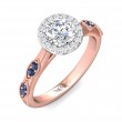 FlyerFit® 18K Pink Gold Shank And White Gold Top Micropave Halo Engagement Ring
