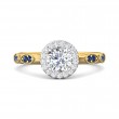 FlyerFit® 18K Yellow Gold Shank And White Gold Top Micropave Halo Engagement Ring