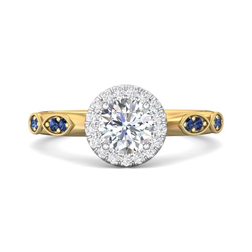 FlyerFit&reg; 14K Yellow and 14K White Gold Micropave Halo Engagement Ring