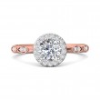 FlyerFit® 18K Pink Gold Shank And White Gold Top Micropave Halo Engagement Ring