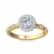 FlyerFit® 18K Yellow Gold Shank And White Gold Top Micropave Halo Engagement Ring