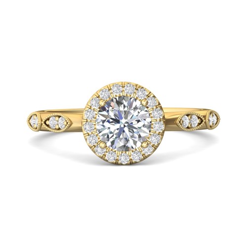 FlyerFit&reg; 14K Yellow Gold Micropave Halo Engagement Ring