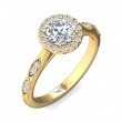 FlyerFit® 18K Yellow Gold Micropave Halo Engagement Ring