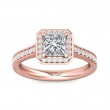 FlyerFit® 18K Pink Gold Micropave Halo Engagement Ring