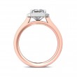 FlyerFit® 18K Pink Gold Shank And White Gold Top Micropave Halo Engagement Ring