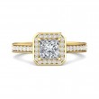 FlyerFit® 18K Yellow Gold Micropave Halo Engagement Ring