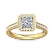 FlyerFit® 18K Yellow Gold Micropave Halo Engagement Ring