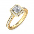 FlyerFit® 18K Yellow Gold Micropave Halo Engagement Ring