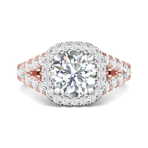 FlyerFit&reg; 18K Pink Gold Shank And White Gold Top Encore Engagement Ring