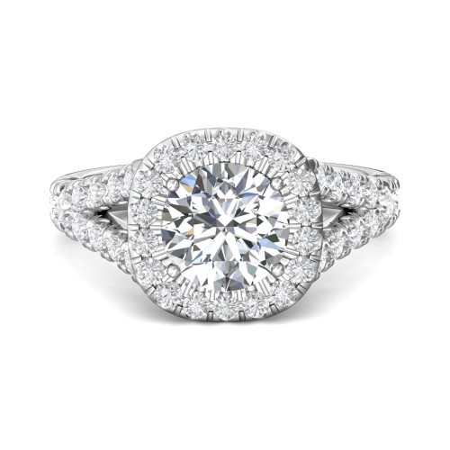 FlyerFit® 14K White Gold Split Shank Engagement Ring