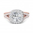FlyerFit® 14K Pink Gold Shank And White Gold Top Split Shank Engagement Ring