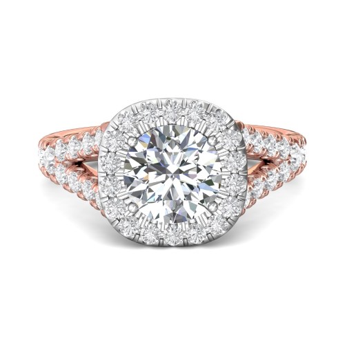 FlyerFit® 14K Pink Gold Shank And White Gold Top Split Shank Engagement Ring