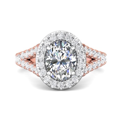 FlyerFit&reg; 14K Pink Gold Shank And White Gold Top Split Shank Engagement Ring