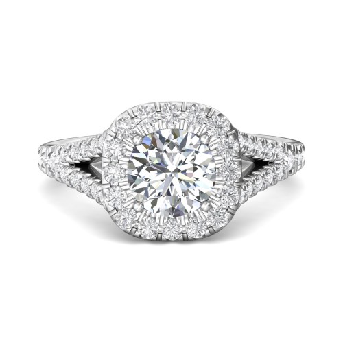 FlyerFit&reg; 18K White Gold Split Shank Engagement Ring