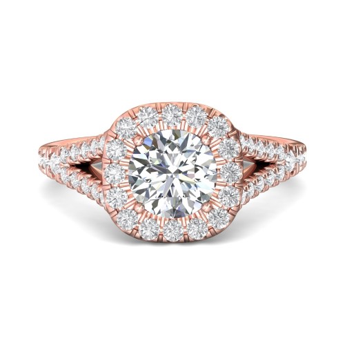 FlyerFit&reg; 18K Pink Gold Split Shank Engagement Ring