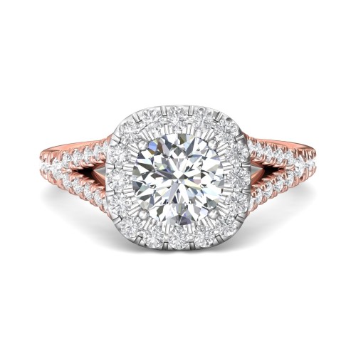 FlyerFit&reg; 18K Pink Gold Shank And White Gold Top Split Shank Engagement Ring
