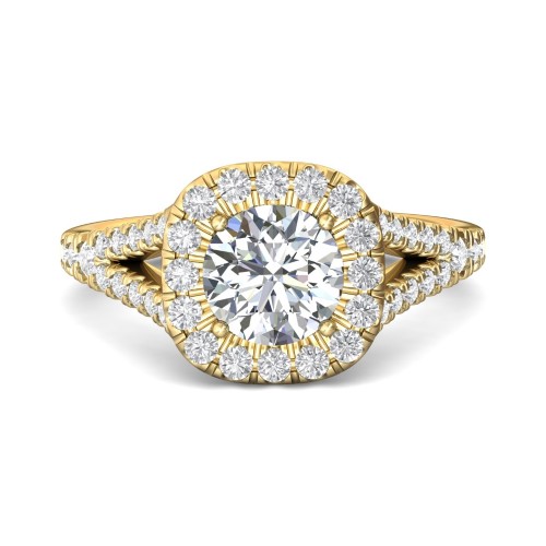 FlyerFit&reg; 18K Yellow Gold Split Shank Engagement Ring