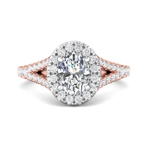 FlyerFit&reg; 18K Pink Gold Shank And White Gold Top Split Shank Engagement Ring