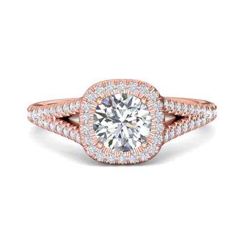 FlyerFit&reg; 18K Pink Gold Split Shank Engagement Ring