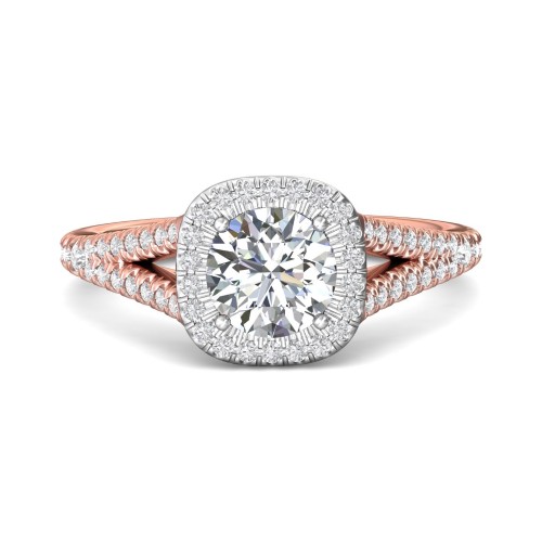 FlyerFit&reg; 18K Pink Gold Shank And White Gold Top Split Shank Engagement Ring
