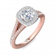 FlyerFit® 18K Pink Gold Shank And White Gold Top Split Shank Engagement Ring