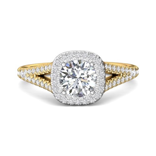 FlyerFit&reg; 18K Yellow Gold Shank And White Gold Top Split Shank Engagement Ring