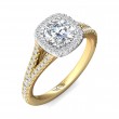 FlyerFit® 18K Yellow Gold Shank And White Gold Top Split Shank Engagement Ring