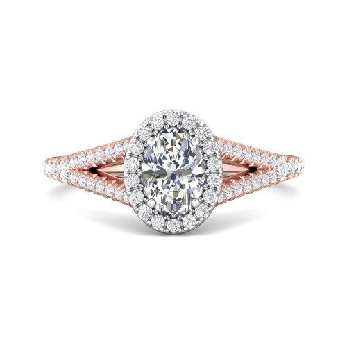 FlyerFit&reg; 14K Pink Gold Shank And White Gold Top Split Shank Engagement Ring
