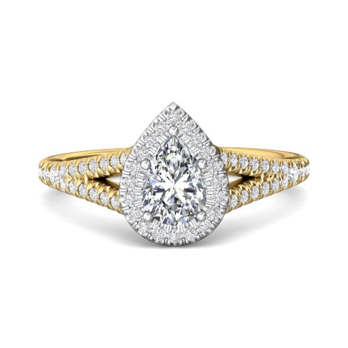 FlyerFit&reg; 18K Yellow Gold Shank And White Gold Top Split Shank Engagement Ring