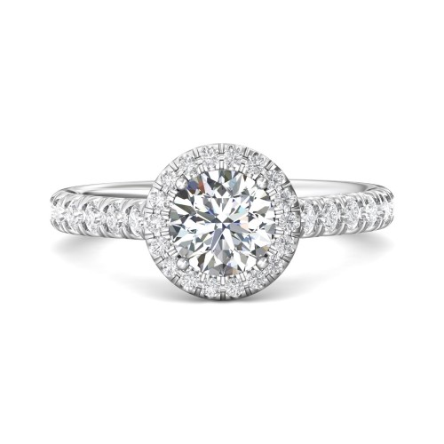 FlyerFit&reg; Platinum Micropave Halo Engagement Ring