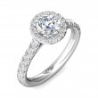 FlyerFit® 18K White Gold Micropave Halo Engagement Ring