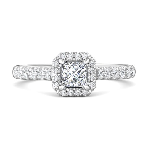 FlyerFit&reg; 14K White Gold Micropave Halo Engagement Ring