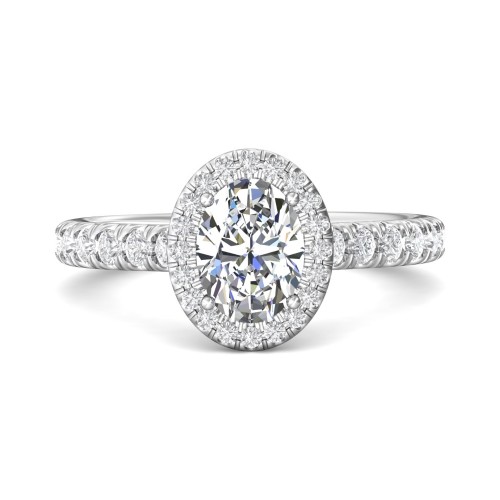 FlyerFit&reg; Platinum Micropave Halo Engagement Ring